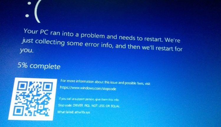 Resolvido: Windows 10 Stop code driver irql não menor ou igual