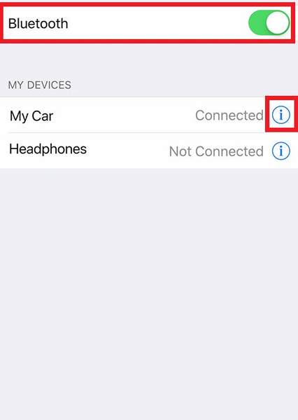 Bluetoothデバイスが接続されています。 CarPlayBluetoothをオフにする