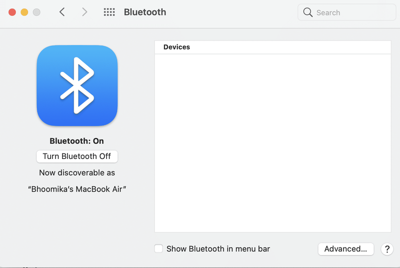 Bluetoothを選択し、[オフにする]をクリックします