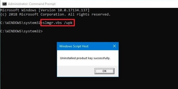 Windows10のプロダクトキーをアンインストールします
