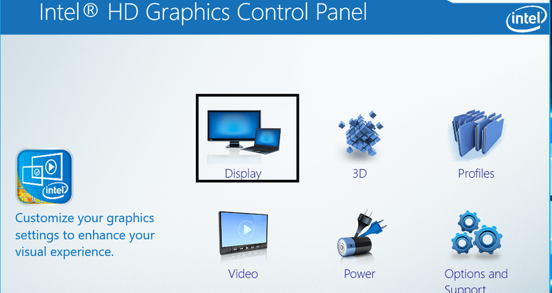 Saka Intel Graphics Control Panel pilih Setelan tampilan. Cara Efektif Nurunake Ping Panjenengan