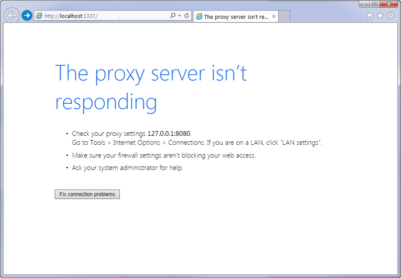 Popravi Proxy server isn