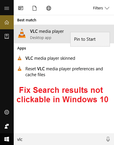 Correggi i risultati della ricerca non selezionabili in Windows 10