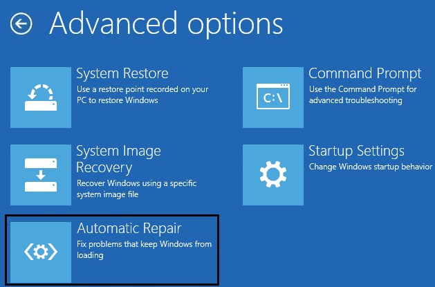 eseguite a riparazione automatica per Fix o Repair Master Boot Record (MBR) in Windows 10