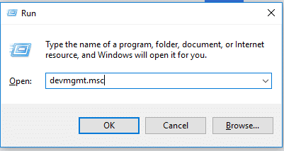 Pritisnite Windows + R i upišite devmgmt.msc i pritisnite Enter