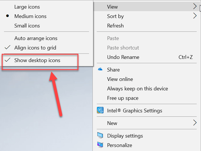 Povolením možnosti Zobrazit ikonu na ploše opravíte chybějící ikonu na ploše ve Windows 10