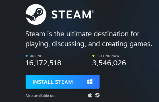 Nəhayət, Steam-i sisteminizə quraşdırmaq üçün buraya əlavə edilmiş linkə klikləyin.