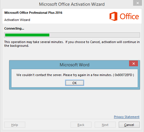 Herstel Office 365-aktiveringsfout Ons kon nie