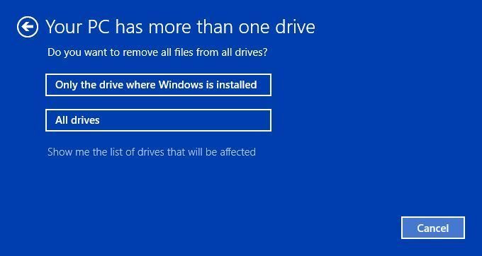 Windowsがインストールされているドライブのみをクリックします