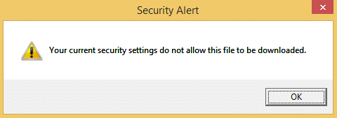 Correggi Le attuali impostazioni di sicurezza non consentono il download di questo file