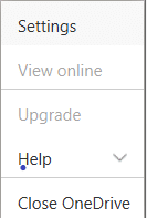 Десен-клик на OneDrive од лентата со задачи, а потоа изберете Settings