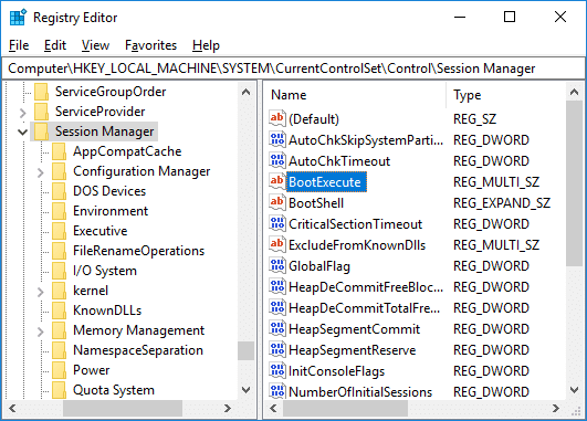 Utzi programatutako Chkdsk Windows 10 Erregistroan