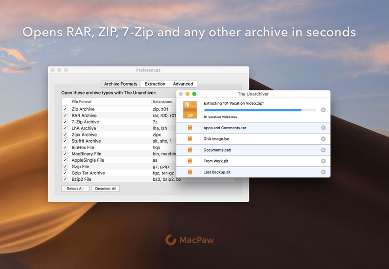 MacPaw lietotne — kā atvērt RAR failus MAC