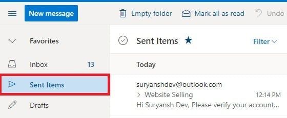 Znajdź opcję „Przesyłki wysłane” i kliknij, aby ją otworzyć. | Jak odwołać wiadomość e-mail w programie Outlook?