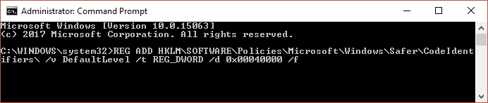 Disable the Software Restriction Policy