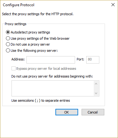 Odaberite Autodetect proxy settings