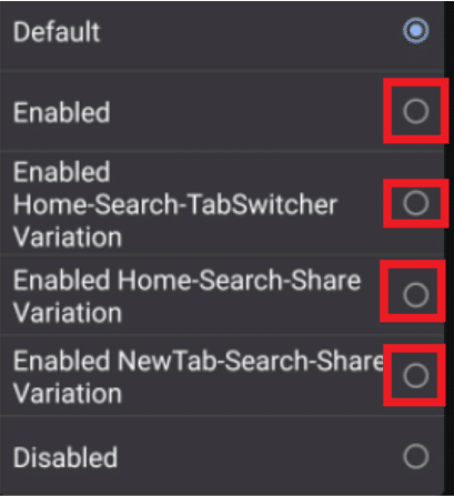 ドロップダウンメニューに、いくつかのオプションが表示されます| Chromeのアドレスバーを下に移動する方法