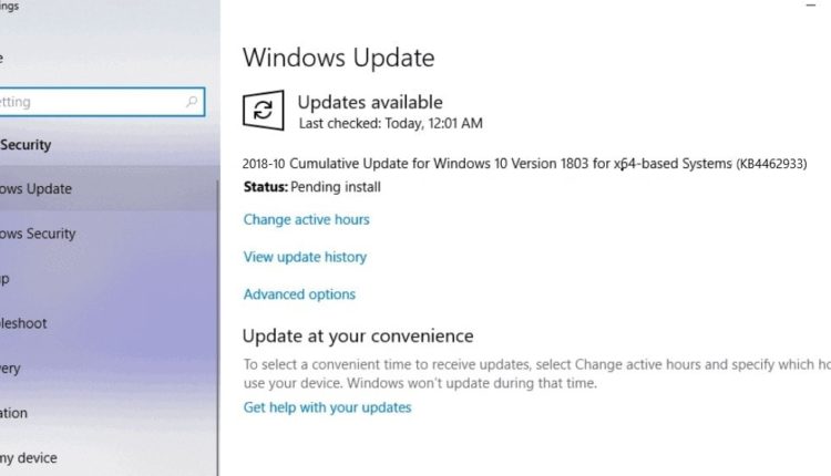 Windows10アップデートkb4462933
