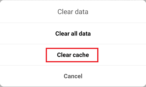 [キャッシュをクリア]オプションをクリックして、GooglePayのすべてのキャッシュデータをクリアします