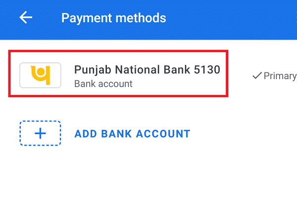 [お支払い方法]で、追加した銀行口座をクリックします