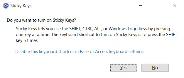 Aktifake utawa Pateni Tombol Lengket nggunakake Trabasan Keyboard