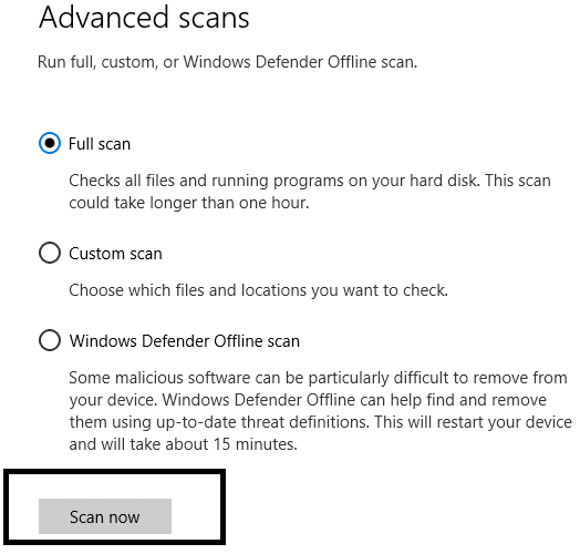 最後に、[今すぐスキャン]をクリックします| Windows10のログインの問題を修正する