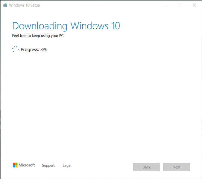 Ferramenta de criação de mídia começará a baixar o Windows 10