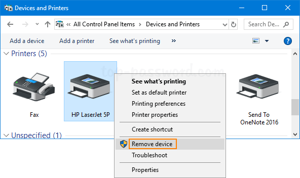 Remover impressora