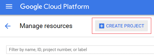 No site do Google Cloud Platform Console, clique em CRIAR PROJETO