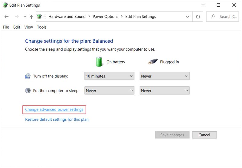 Klik Verander gevorderde kraginstellings onderaan | Verander die sluitskerm-timeoutinstelling in Windows 10