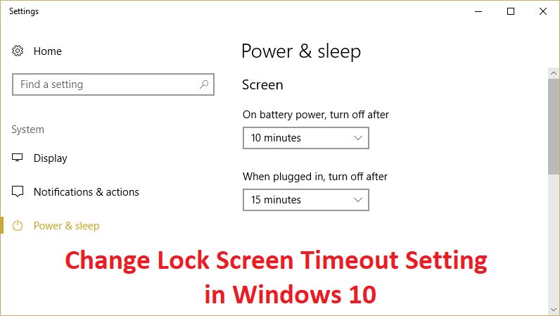 Alterar a configuração de tempo limite da tela de bloqueio no Windows 10