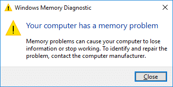 Corrigir seu computador tem um problema de memória