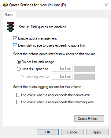 Windows 10-da Disk Kvota Limitlərinin Tətbiqini Aktivləşdirin və ya Deaktiv edin
