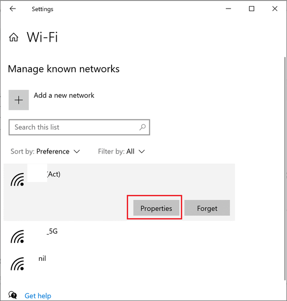 Wi-Fi 네트워크를 선택한 다음 속성 | 'Windows 10이 업데이트되지 않음'을 수정하는 방법