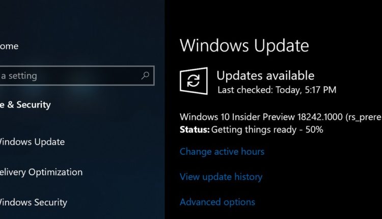 Microsoft lewer Windows 10 19H1 Build 18242.1(rs_prerelease) aan Skip Ahead ring