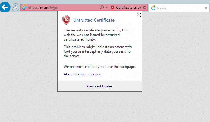 Кликнете на грешка во сертификатот, а потоа кликнете на Прикажи сертификати