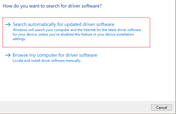 更新されたドライバーソフトウェアを自動的に検索する| Windows10でのビデオTDR障害エラーを修正
