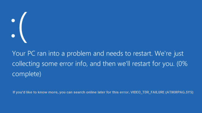 Fix Video TDR Failure-fout in Windows 10