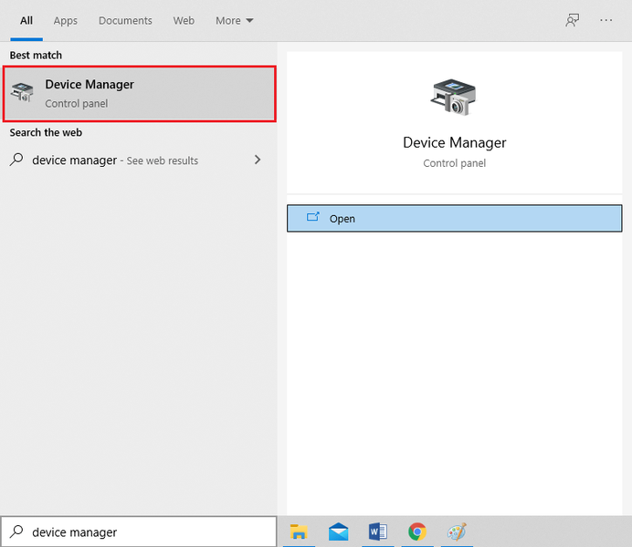 В менюто 'Старт' въведете Device Manager в лентата за търсене и го стартирайте. Поправете контрола на силата на звука в Windows 10, който не работи