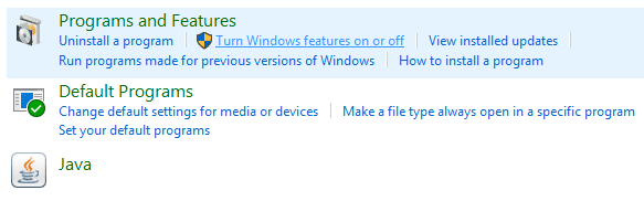 Windowsの機能をオンまたはオフにします