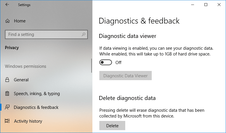 Увімкнути або вимкнути засіб перегляду діагностичних даних у Windows 10