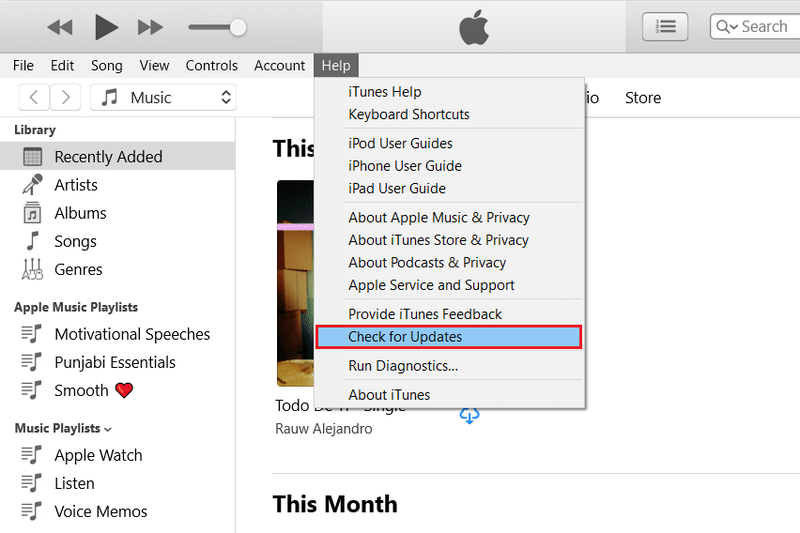 Проверить наличие обновлений в iTunes