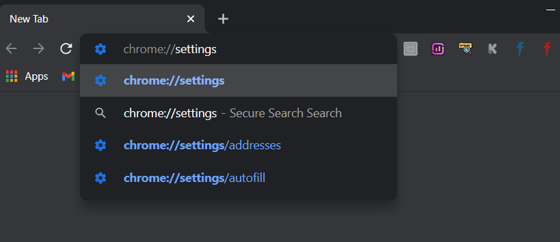 また、URLバーにchrome：//settingsと入力します|修正–ChromeでのERR_TUNNEL_CONNECTION_FAILEDエラー