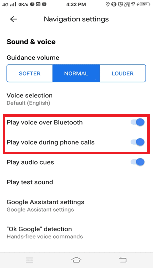 Ative as seguintes opções. • Reproduzir voz por Bluetooth • Reproduzir voz durante chamadas telefônicas