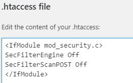 htaccessファイルを使用してmodセキュリティを無効にする