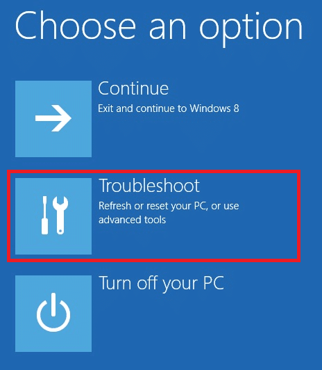 ここで、[トラブルシューティング]をクリックします。 Windows10で移行されないデバイスを修正する