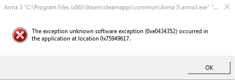 Corrigir a exceção de software desconhecido (0xe0434352)