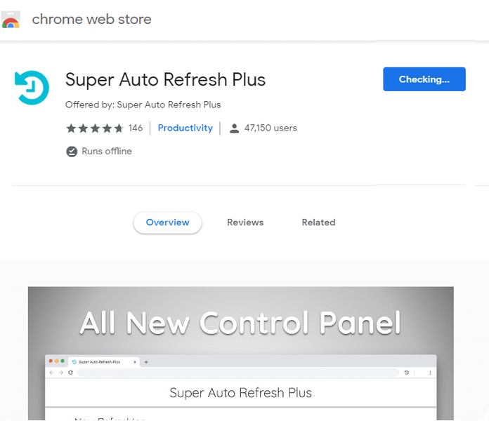 I le Chrome Web Store su'e le Super Auto Refresh Plus