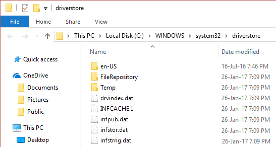 renomeie o arquivo no sistema de armazenamento de drivers 32