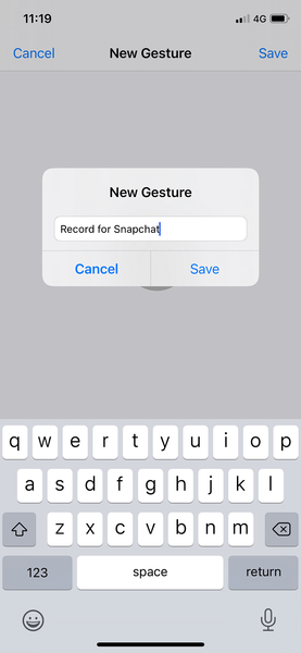 次に、ジェスチャーに名前を付ける必要があります| Snapchatでボタンを押さずに録音する方法